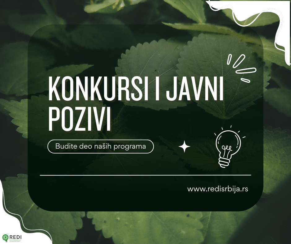 Visual for REDI Serbia with the text: Konkursi i Javni pozivi
