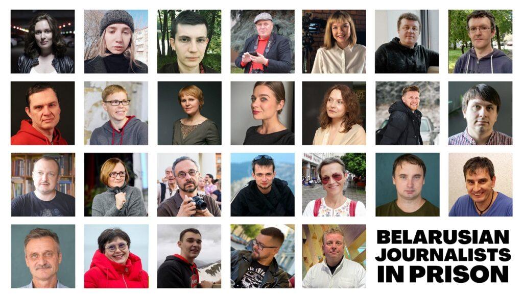 Collage of Media workers imprisoned in Belarus