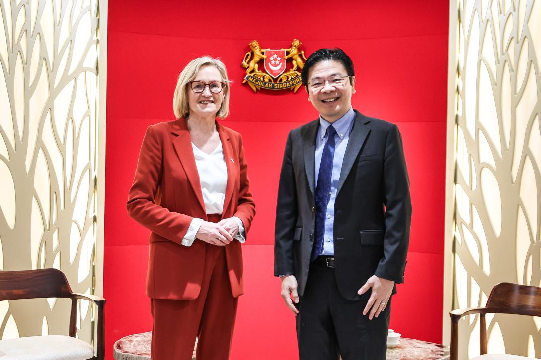 European Commissioner Mairead McGuinness meets Singapore's Deputy Prime Minister Lawrence Wong