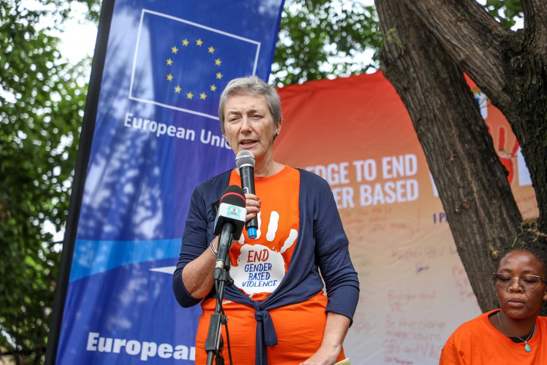 EU Ambassador delivers remarks durin EU in Lesotho pledge event on 25 November