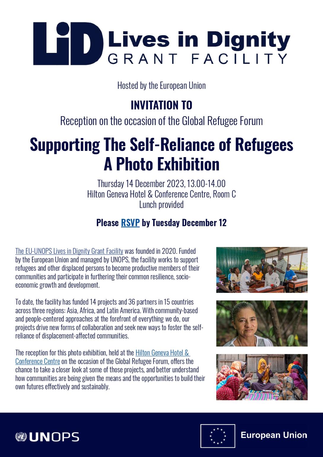 Invite for the photo exhibition 'Supporting the Self-Reliance of Refugees'