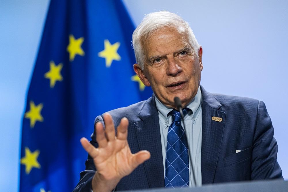 EU HR/VP Josep Borrel and EU flag