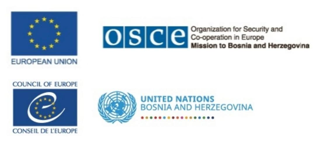 Logos of UN, OSCE, CoE and EU in BIH 