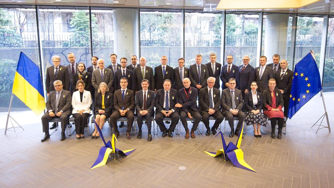 EU and EU Member State Ambassadors to Japan with the Ukrainian Ambassador