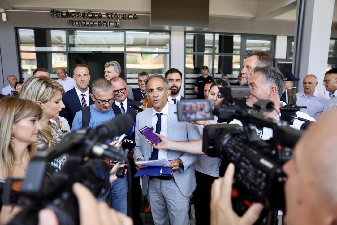 Deputy Head of the Delegation of the European Union to Montenegro, Riccardo Serri in front of media 