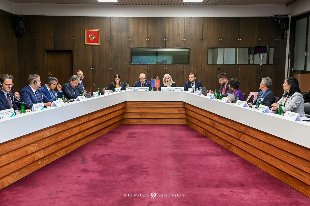 Attendees of the 18th meeting of the EU-Montenegro Joint Consultative Committee sitting around the table