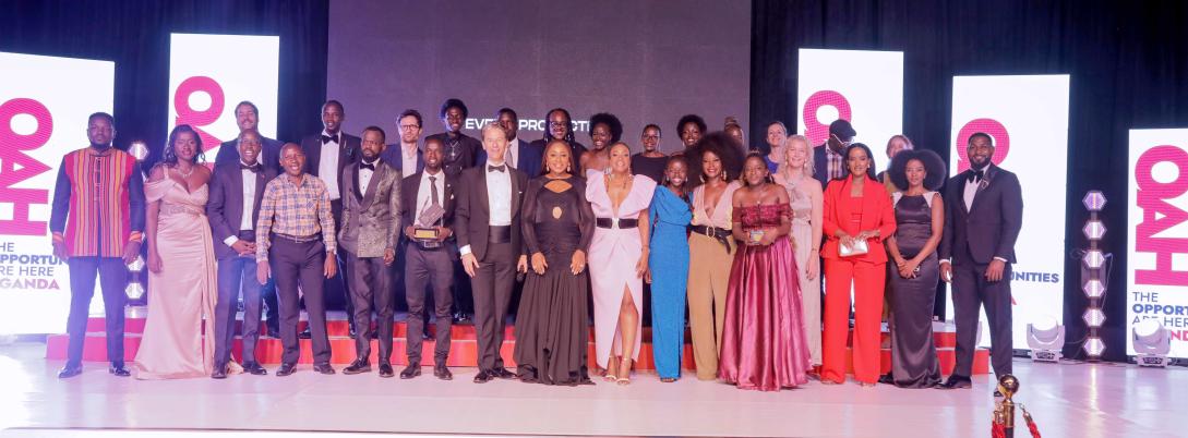 EU Ambassador Jan Sadek (centre) with the production cast and winners Opportunities Are Here