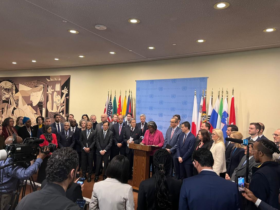 14 March 2024, Joint Press Stakeout at the UNSC on the UNGA AI Resolution