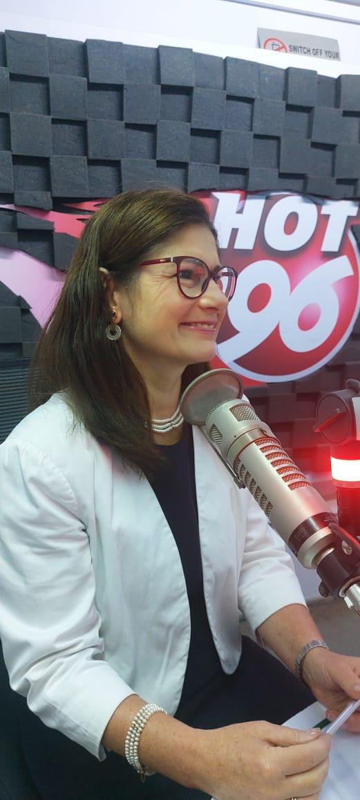 Ambassador Geiger speaks during the radio interview on Hot 96 FM
