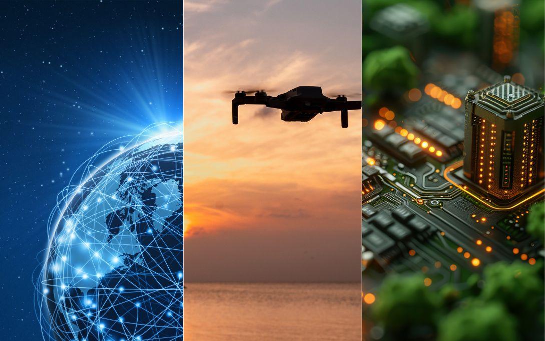 Photo montage of high tech equipment
