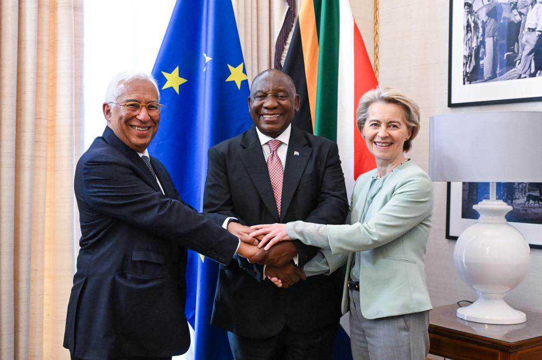 President Costa, President Ramphosa and President Von Der Leyen