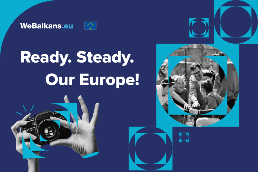 visual for photo contest with text Ready. Steady. Our Europe.
