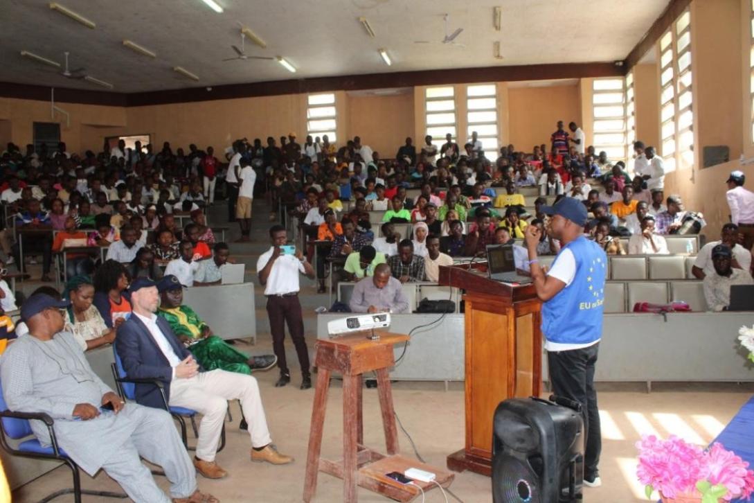 Students in a university of Sierra Leone take part in Open Day session on Erasmus+ Scholarships