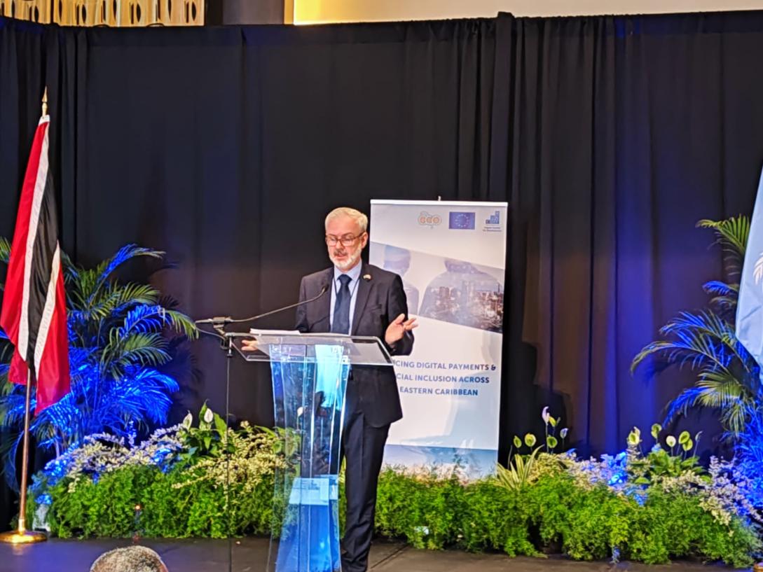 Ambassador Cavendish speaks at the workshop on Digital Finance