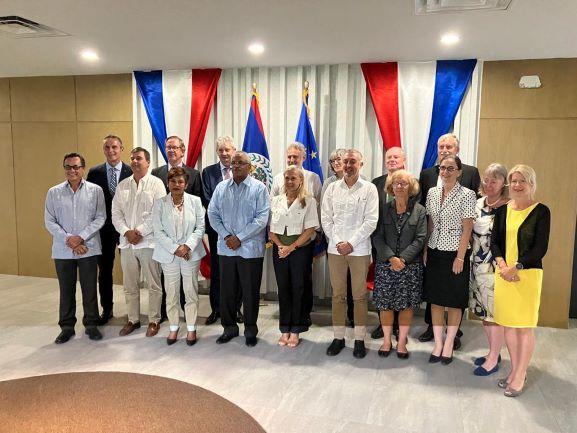 The Honourable Eamon Courtenay, Minister of Foreign Affairs, Foreign Trade and Immigration led the Belize delegation, while and the delegation of 12 Ambassadors from the European Union was headed by H.E. Ambassador Van Steen.
