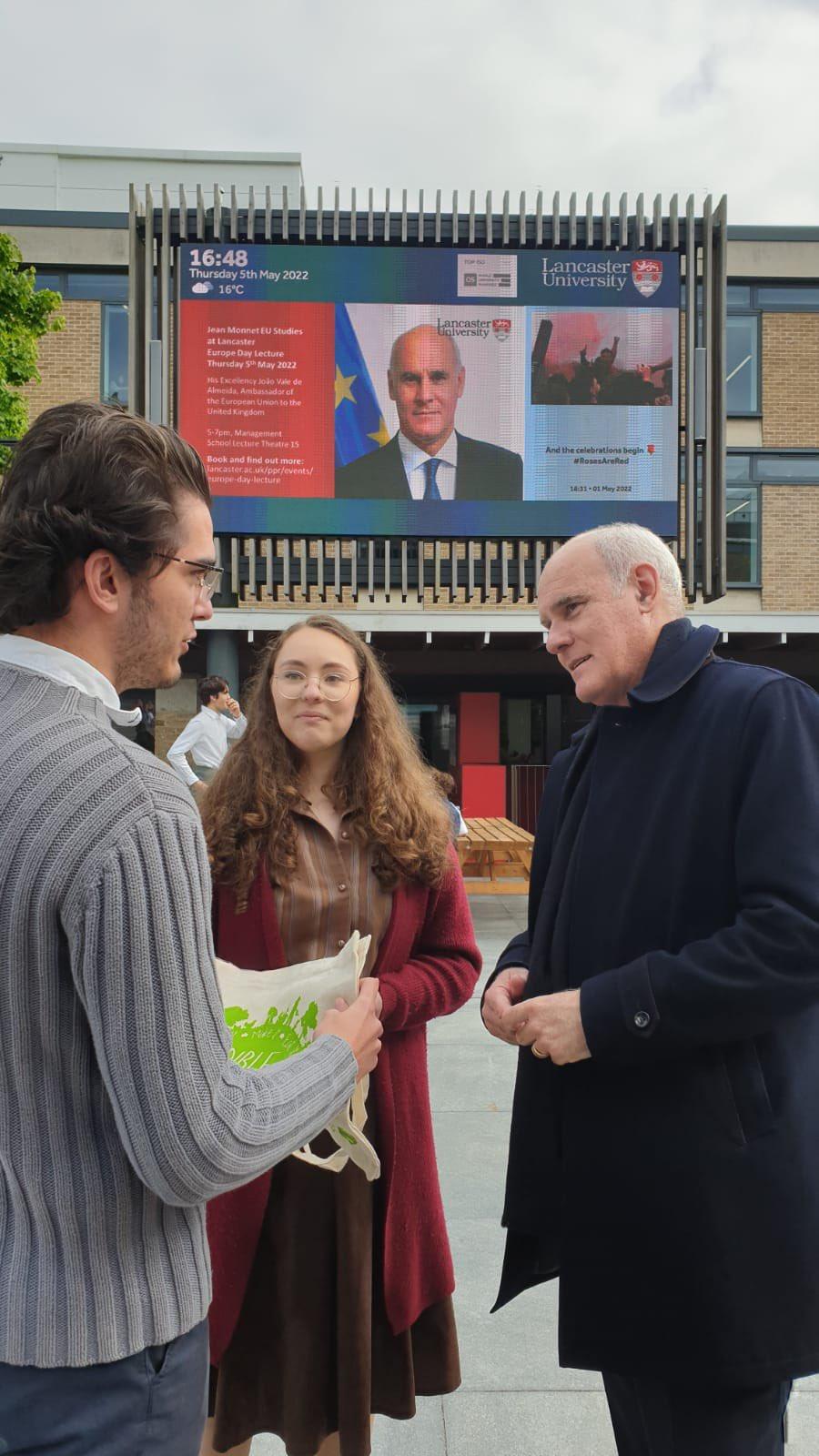 Ambassador Vale de Almeida with students from Lancaster University