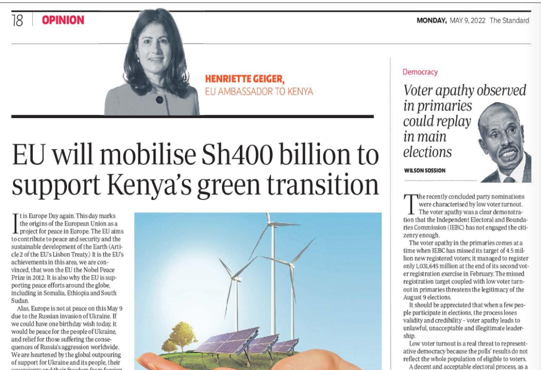 Op Ed published in Starndard Newspaper Kenya