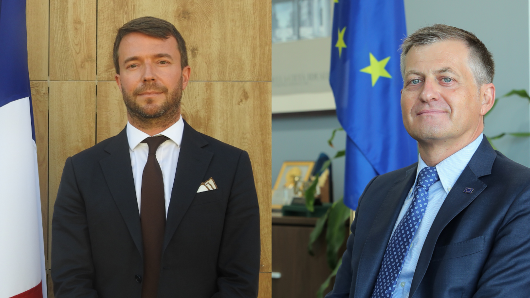 Andrea Matteo Fontana, EU Ambassador to the UAE, and Xavier Chatel, Ambassador of France to the UAE