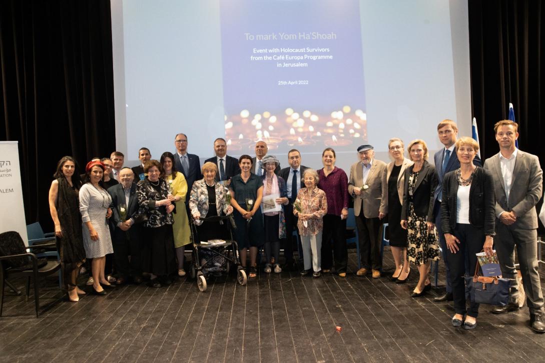 EU ambassadors meet with Holocaust survivors who participate in the Jerusalem’s Foundation “Café Europa” programme
