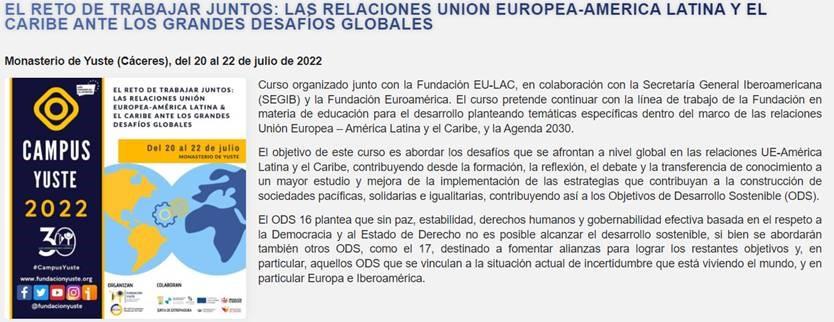Cursos Internacionales Campus Yuste 2022
