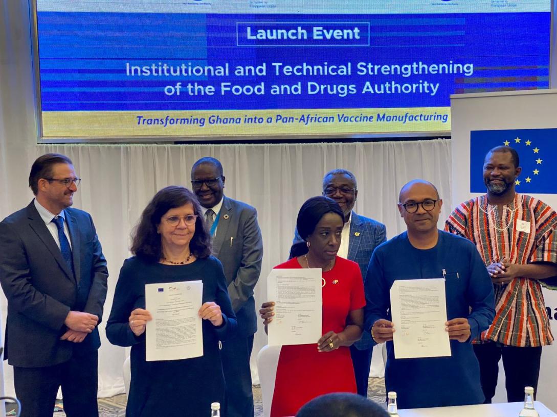 After the signing of Letters of Cooperation between the EU, GIZ and the FDA. Looking on are other dignitaries