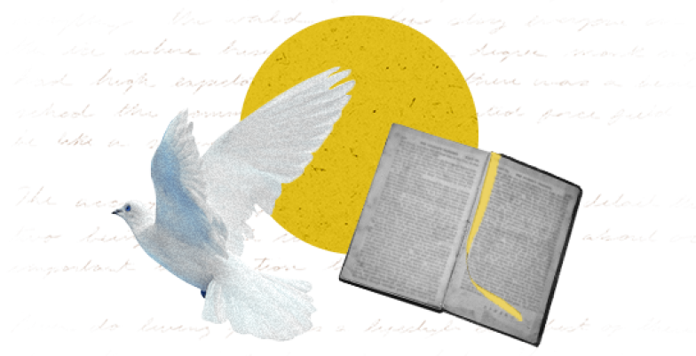 Dove and book