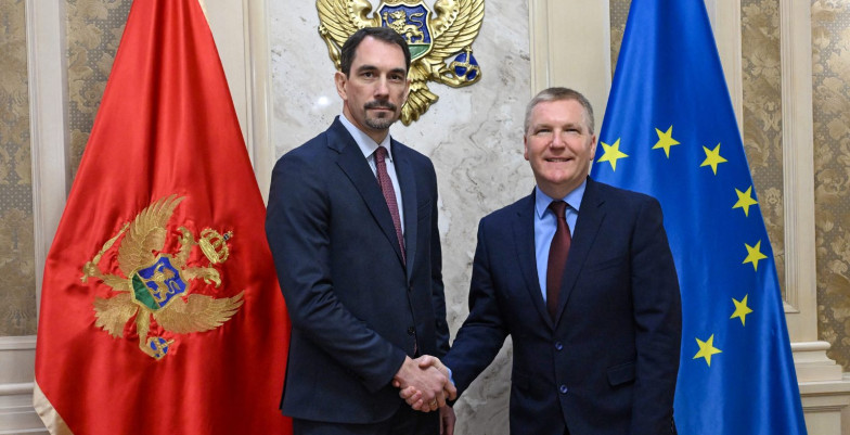 Commissioner Michael McGrath shaking hands with Supreme State Prosecutor Milorad Marković