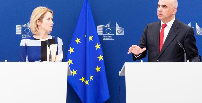 Kallas and Berset speaking