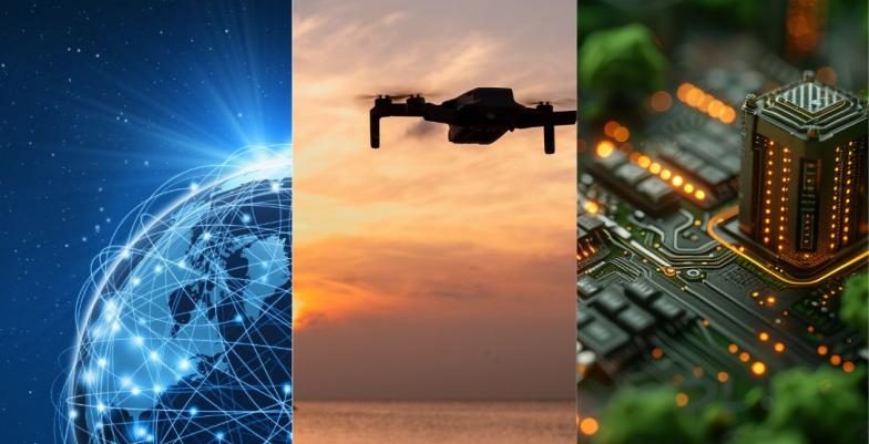 Photo montage of high tech equipment