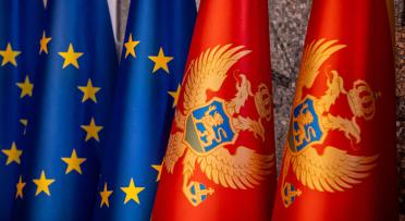 Flag of EU and flag of Montenegro
