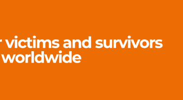 Web banner against orange background for campaign page in support for victims of violence 