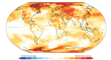 Endringer i overflatetemperatur i 2025