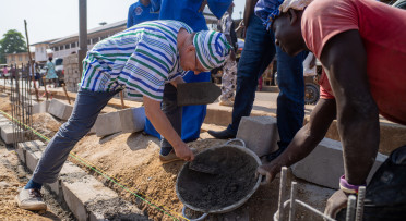 Ambassador visits the Kenema City Council market stalls shopping construction site 
