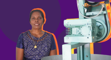 Samanthi pictured here in front of her machinery