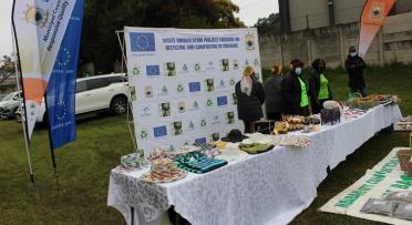Recycled products displayed during the launch of the EU Green Week in Eswatini on 30 May 2022.