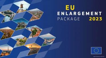 Banner showing the main buildings of the capital city of the countries included in the Enlargement package 2023