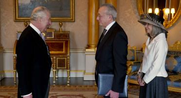 HM The King Charles III and Ambassador Serrano with spouse