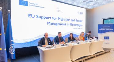 Speakers at the press conference “EU Support for migration and border management in Montenegro”