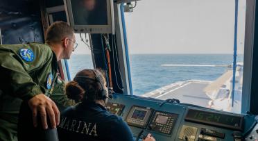 On the bridge with ship controllers from Eunavfor