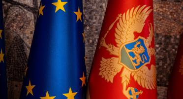 Flag of EU and flag of Montenegro