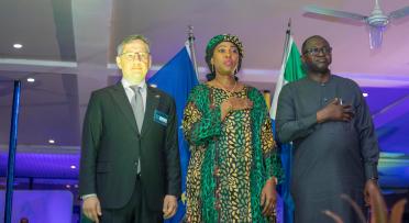 ( L -R Ambassdor Jankowski, First Lady Mrs Bio and Finance Minister Sheku Bangura