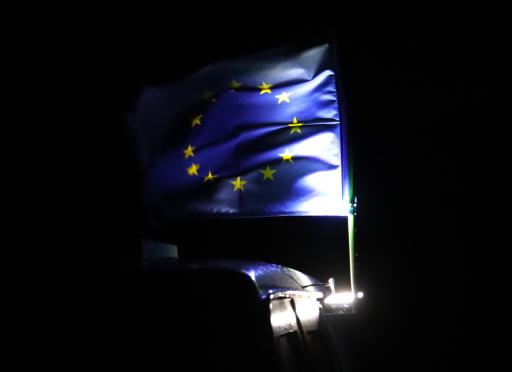 EU flag at night patrol