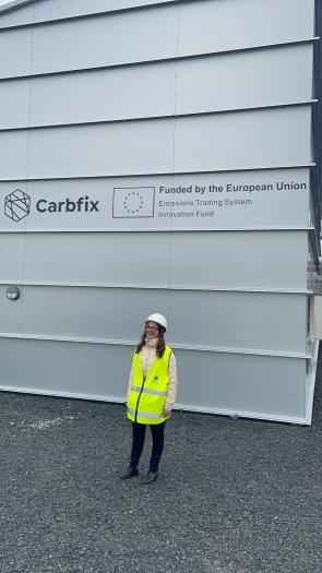 Woman in a bright jacket