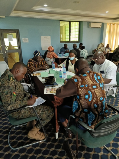 Participants working on a fictitious scenario on conflict prevention 