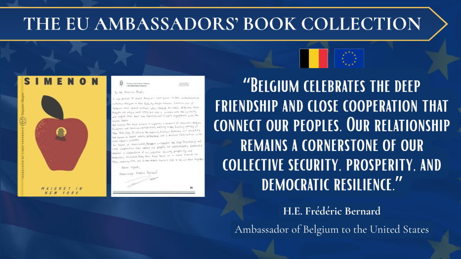 Book cover and letter from Belgian Ambassador to US