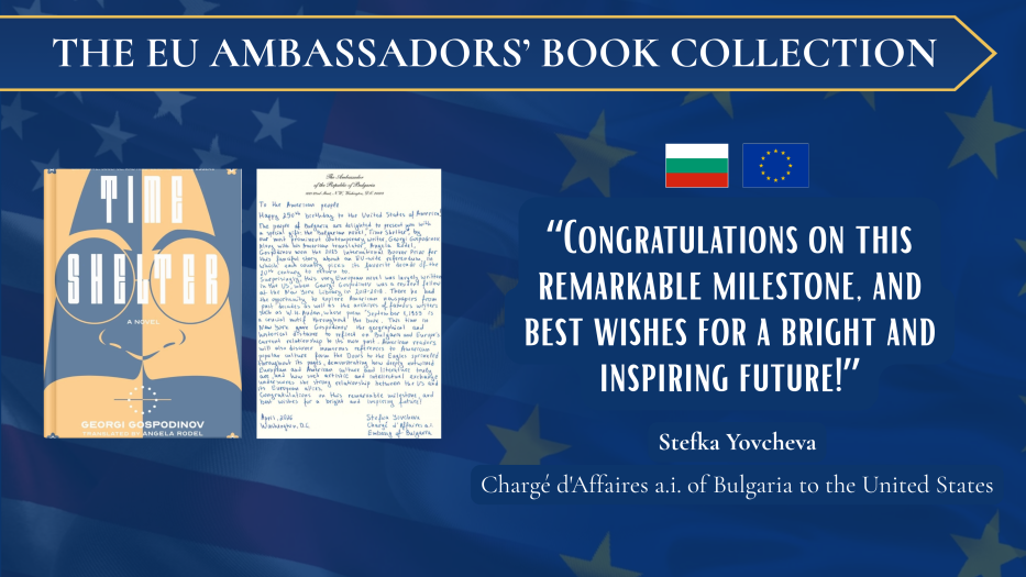 Book cover with quote from Bulgarian Ambassador.