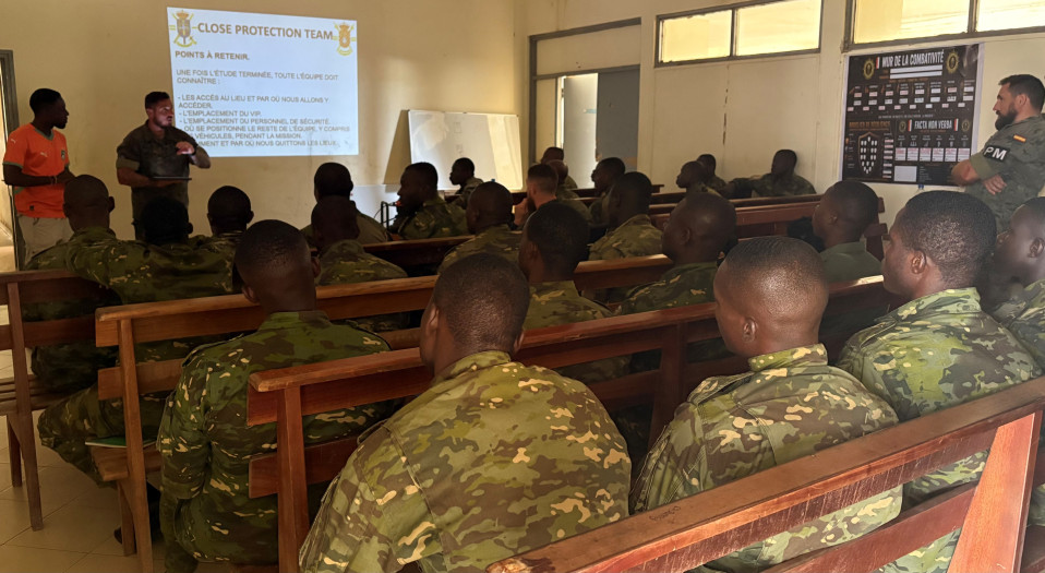 Military personnel attending classroom training