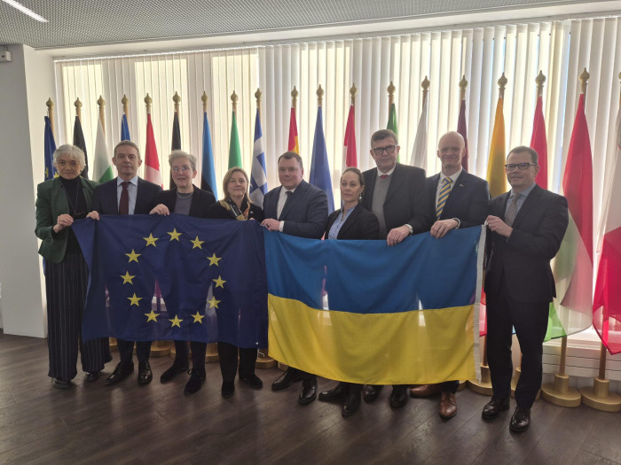 Support for Ukraine group holding flag