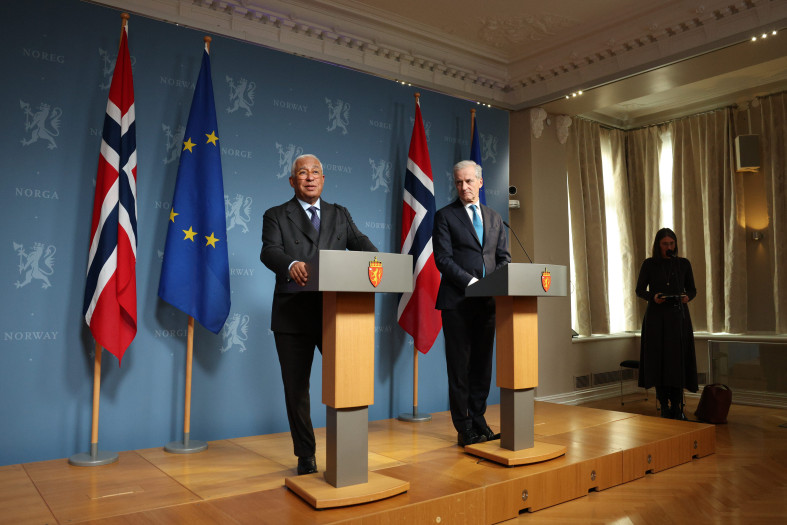 President of the European Council Antonio Costa and Norwegian Prime Minister Jonas Gahr Støre