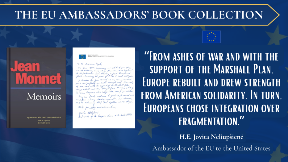 Book cover and letter from EU Ambassador to US